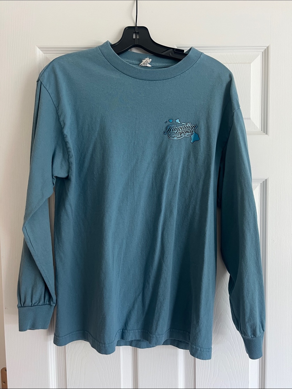Unisex Blue Long Sleeve Hawaiian Islands Graphic Tee